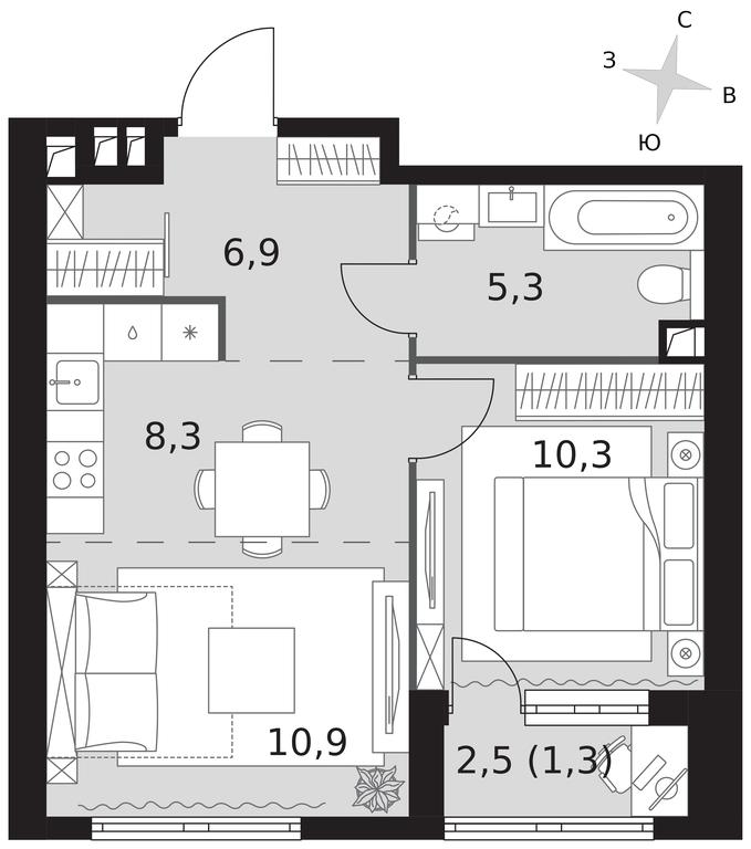 2-BD Apartment Sale, 43 sq. m. at Arkhitektor, Akademika Volgina Street, 2Д, Moscow, Russia #1