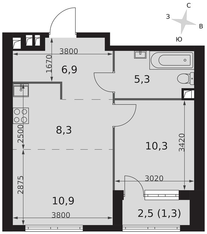 2-BD Apartment Sale, 43 sq. m. at Arkhitektor, Akademika Volgina Street, 2Д, Moscow, Russia #2