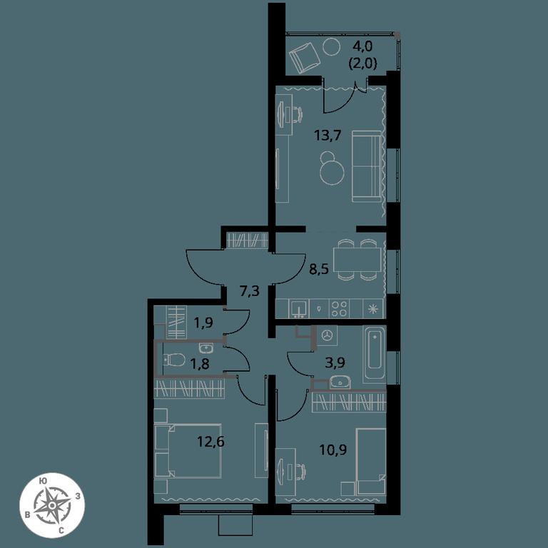 3-BD Apartment Sale, 62.6平方米 at Pervy Yuzhny, zhiloy kompleks Pervy Yuzhny, Leninskiy City District, Moscow Region, Russia #1 3-BD Apartment Sale, 62.6平方米 at Pervy Yuzhny, zhiloy kompleks Pervy Yuzhny, Leninskiy City District, Moscow Region, Russia #1