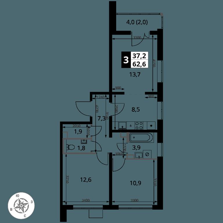 3-BD Apartment Sale, 62.6平方米 at Pervy Yuzhny, zhiloy kompleks Pervy Yuzhny, Leninskiy City District, Moscow Region, Russia #2 3-BD Apartment Sale, 62.6平方米 at Pervy Yuzhny, zhiloy kompleks Pervy Yuzhny, Leninskiy City District, Moscow Region, Russia #2