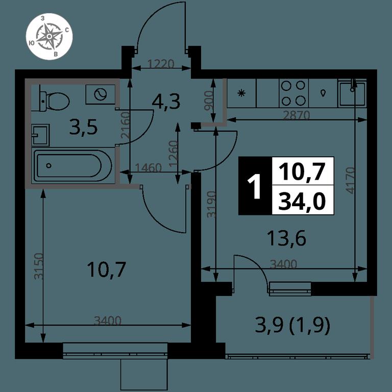 1-BD Apartment Sale, 34 sq. m. at Pervy Yuzhny, zhiloy kompleks Pervy Yuzhny, Leninskiy City District, Moscow Region, Russia #2 1-BD Apartment Sale, 34 sq. m. at Pervy Yuzhny, zhiloy kompleks Pervy Yuzhny, Leninskiy City District, Moscow Region, Russia #2