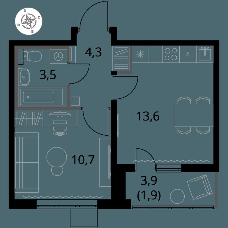 1-BD Apartment Sale, 34 sq. m. at Pervy Yuzhny, zhiloy kompleks Pervy Yuzhny, Leninskiy City District, Moscow Region, Russia #1 1-BD Apartment Sale, 34 sq. m. at Pervy Yuzhny, zhiloy kompleks Pervy Yuzhny, Leninskiy City District, Moscow Region, Russia #1