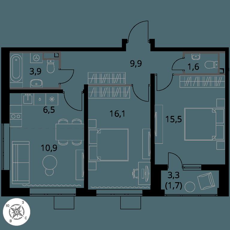 3-BD Apartment Sale, 66.1平方米 at Pervy Donskoj, zhiloy mikrorayon Sapronovo, derevnya Sapronovo, Leninskiy City District, Moscow Region, Russia #1 3-BD Apartment Sale, 66.1平方米 at Pervy Donskoj, zhiloy mikrorayon Sapronovo, derevnya Sapronovo, Leninskiy City District, Moscow Region, Russia #1