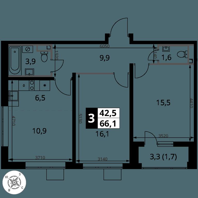 3-BD Apartment Sale, 66.1平方米 at Pervy Donskoj, zhiloy mikrorayon Sapronovo, derevnya Sapronovo, Leninskiy City District, Moscow Region, Russia #2 3-BD Apartment Sale, 66.1平方米 at Pervy Donskoj, zhiloy mikrorayon Sapronovo, derevnya Sapronovo, Leninskiy City District, Moscow Region, Russia #2