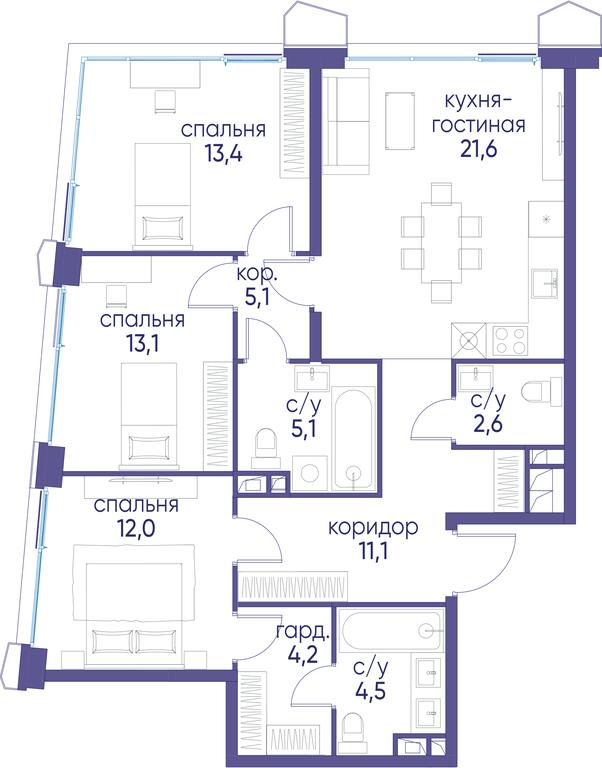 3-BD Apartment Sale, 87.6 sq. m. at Ostrov, Nizhnye Mnyovniki Street, 37Ас4, Moscow, Russia #1 3-BD Apartment Sale, 87.6 sq. m. at Ostrov, Nizhnye Mnyovniki Street, 37Ас4, Moscow, Russia #1