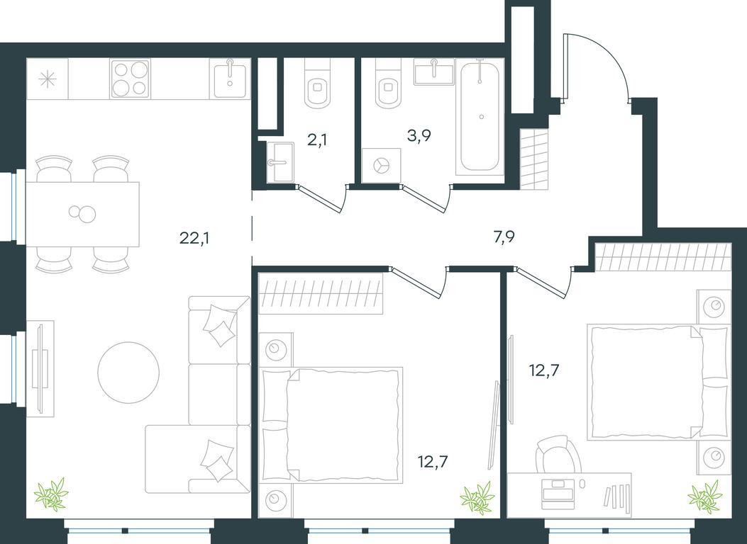 1-BD Apartment Sale, 61.4平方米 at Gorod V lesu, Gorod V Lesu Residential Complex, Village of Otradnoye, Krasnogorsk Urban District, Moscow Region, Russia #1 1-BD Apartment Sale, 61.4平方米 at Gorod V lesu, Gorod V Lesu Residential Complex, Village of Otradnoye, Krasnogorsk Urban District, Moscow Region, Russia #1