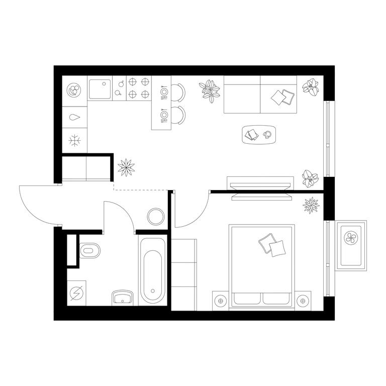 1-BD Apartment Sale, 33.1平方米 at Kavkazskiy Bulvar 51, Kavkazsky Boulevard, 51с3, Moscow, Russia #1