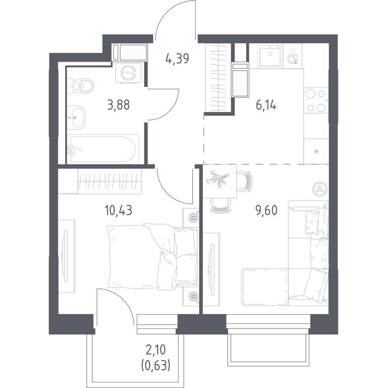 Apartment Sale, 35.07平方米 at Tomilino Park, 1-y kvartal, posyolok Zhilino-1, Lubertsy City District, Moscow Region, Russia #1 Apartment Sale, 35.07平方米 at Tomilino Park, 1-y kvartal, posyolok Zhilino-1, Lubertsy City District, Moscow Region, Russia #1