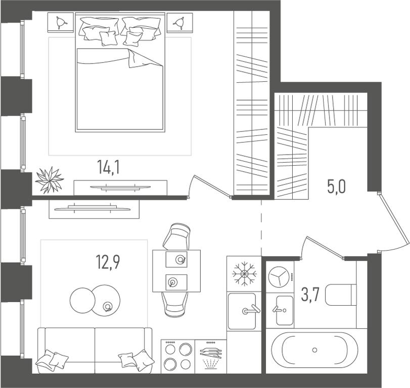 1-BD Apartment Sale, 35.7平方米 at Pave, 2nd Paveletsky Drive, Moscow, Russia #1 1-BD Apartment Sale, 35.7平方米 at Pave, 2nd Paveletsky Drive, Moscow, Russia #1