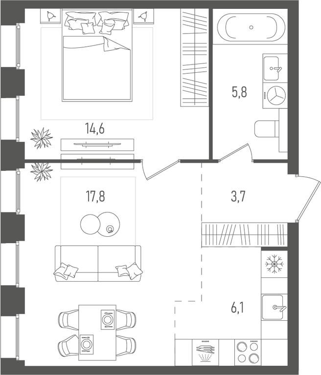 1-BD Apartment Sale, 48平方米 at Pave, 2nd Paveletsky Drive, Moscow, Russia #1 1-BD Apartment Sale, 48平方米 at Pave, 2nd Paveletsky Drive, Moscow, Russia #1