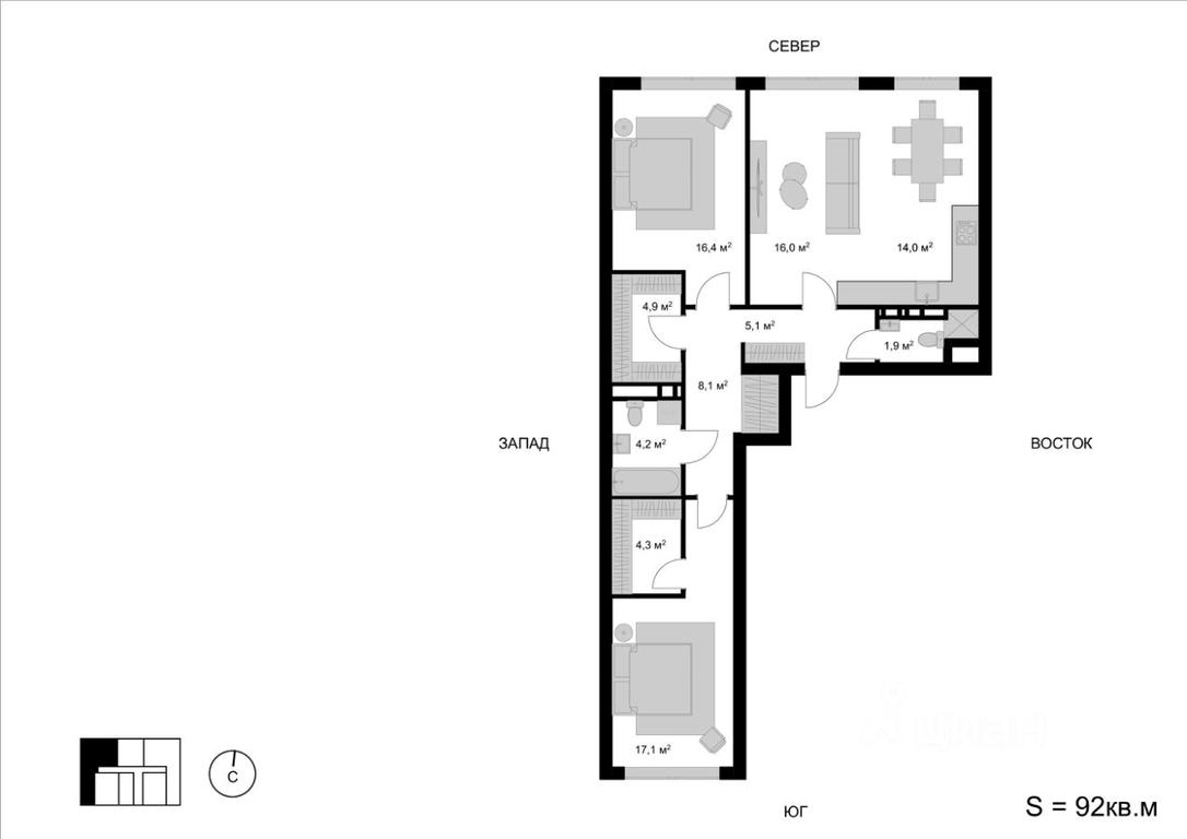 2-BD Apartment Sale, 92平方米 at Mytischi-Siti, Detskiy pereulok, Mytischi, Moscow Region, Russia #1