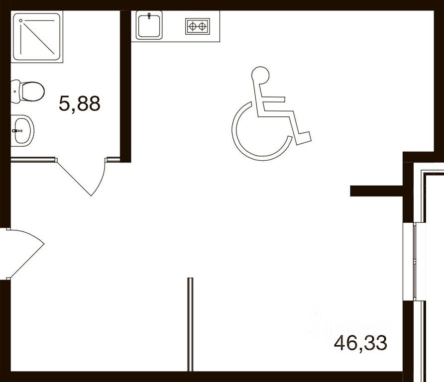 Apartment Sale, 52 sq. m. at Apart kompleks M1 Skolkovo, Zapadnaya ulitsa, 85, Urban-Type Settlement of Novoivanovskoe, Odintsovskiy Urban District, Moscow Region, Russia #1