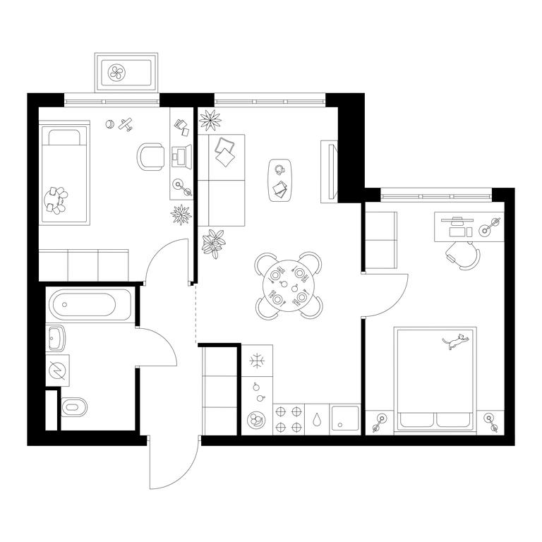 2-BD Apartment Sale, 46.5平方米 at Kavkazskiy Bulvar 51, Kavkazsky Boulevard, 51с3, Moscow, Russia #1 2-BD Apartment Sale, 46.5平方米 at Kavkazskiy Bulvar 51, Kavkazsky Boulevard, 51с3, Moscow, Russia #1