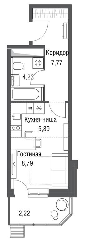 Apartment Sale, 28.9平方米 at Odinburg, Severnaya Street, 11, Odintsovo, Moscow Region, Russia #1