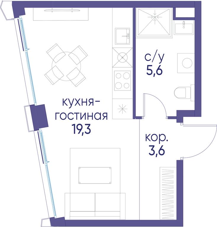 Apartment Sale, 28.5平方米 at Ostrov, Nizhnye Mnyovniki Street, 37Ас4, Moscow, Russia #1