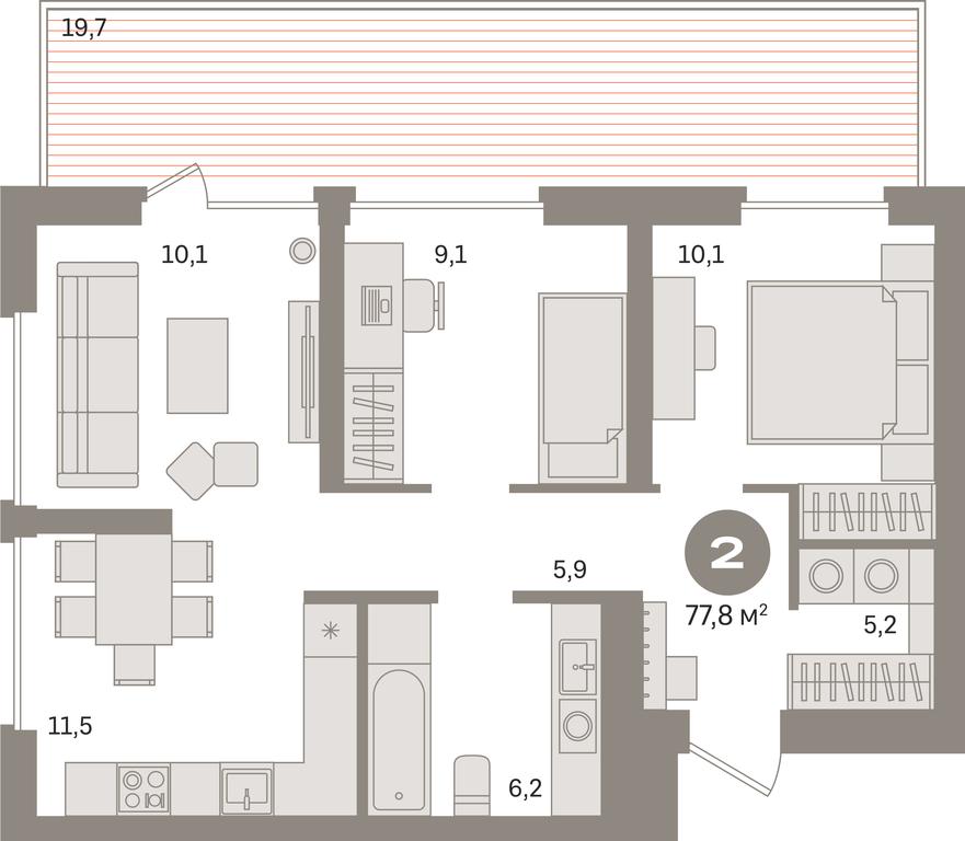 2-BD Apartment Sale, 77.8平方米 at Kvartal Izdanie, Perovskoye Highway, Moscow, Russia #1