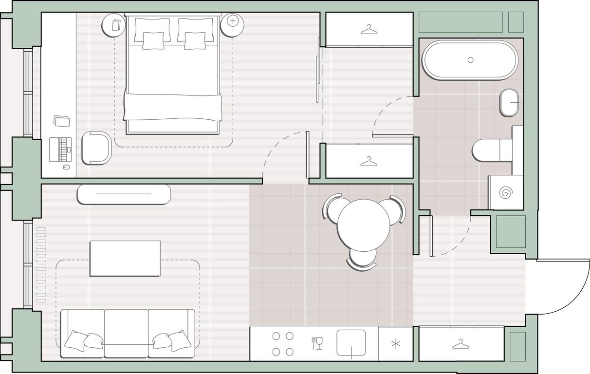 1-BD Apartment Sale, 47.45 sq. m. at Sreda na Kutuzovskom, Ivana Franko Street, Moscow, Russia #1