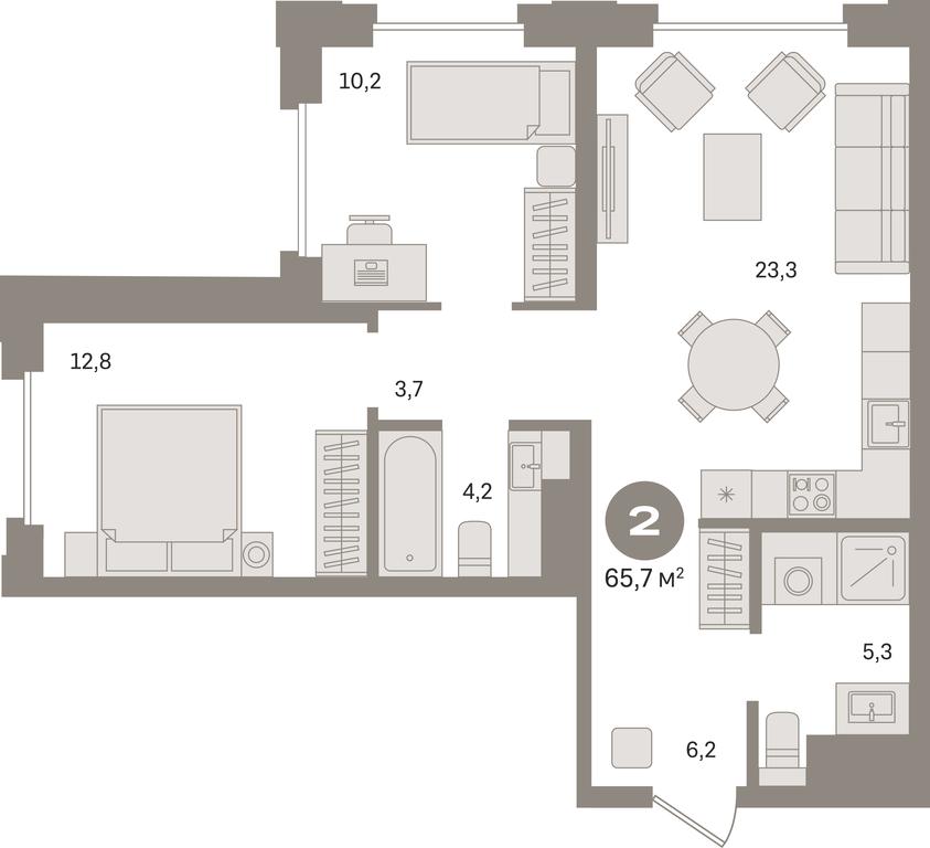 2-BD Apartment Sale, 65.7平方米 at Kvartal «MONS», Ogorodny Drive, Moscow, Russia #1