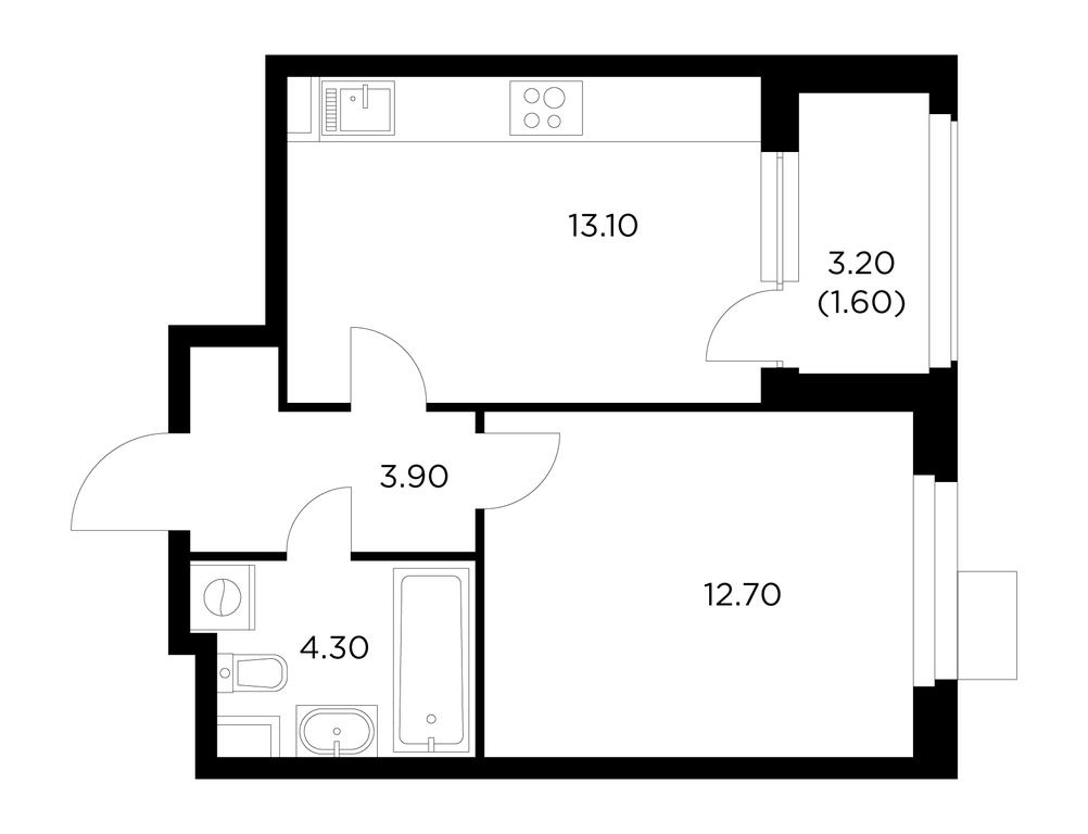 1-BD Apartment Sale, 35.6平方米 at Novoe Medvedkovo, Novoe Medvedkovo Residential Complex, mikrorayon 17A, Mytischi, Moscow Region, Russia #1