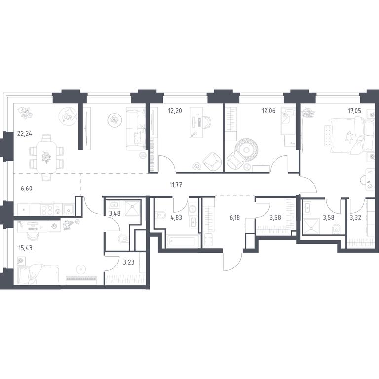 3-BD Apartment Sale, 125.55 sq. m. at Vereiskaya 41, Vereyskaya Street, 41, Moscow, Russia #1 3-BD Apartment Sale, 125.55 sq. m. at Vereiskaya 41, Vereyskaya Street, 41, Moscow, Russia #1