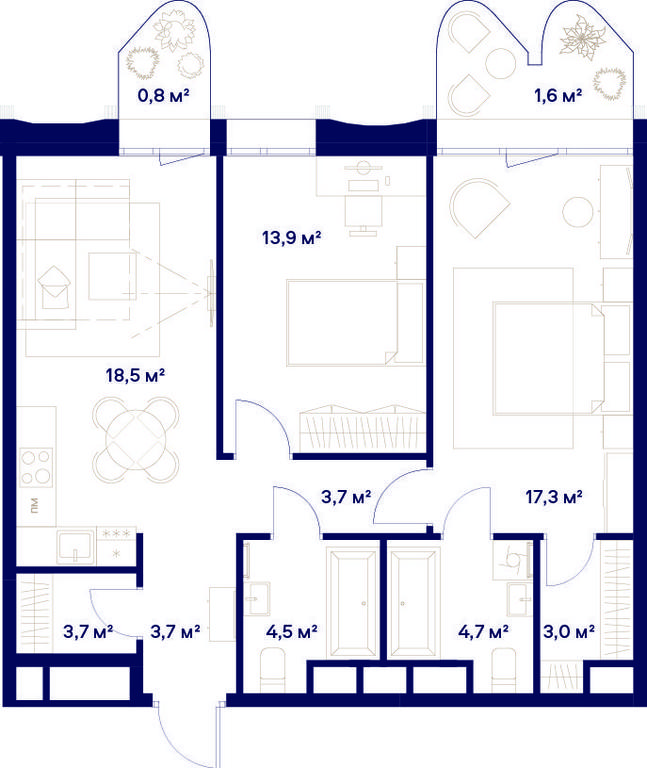 2-BD Apartment Sale, 74.5平方米 at Soyuz, Selskokhozyaystvennaya Street, Moscow, Russia #1 2-BD Apartment Sale, 74.5平方米 at Soyuz, Selskokhozyaystvennaya Street, Moscow, Russia #1