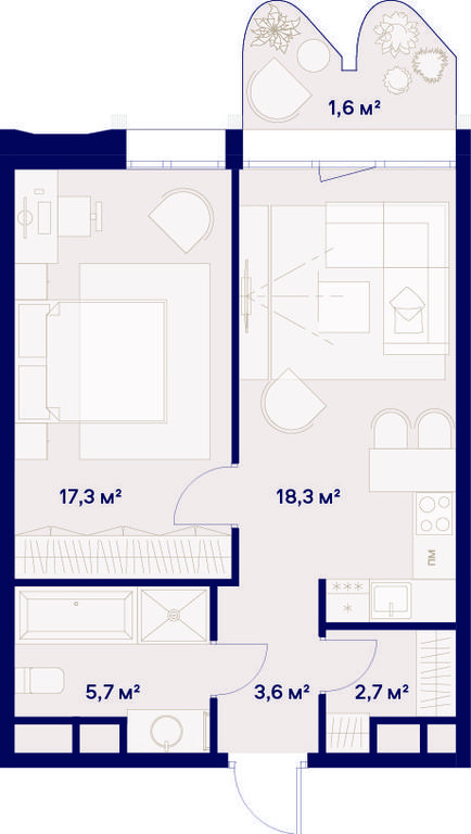 1-BD Apartment Sale, 49.2平方米 at Soyuz, Selskokhozyaystvennaya Street, Moscow, Russia #1