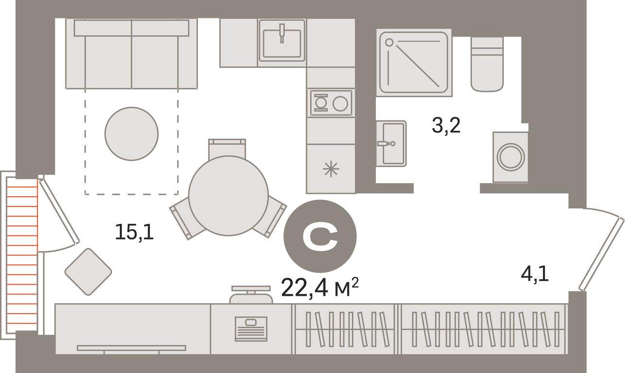 Apartment Sale, 22.4平方米 at Kvartal Gercena, zhiloy kompleks Kvartal Gertsena, Moscow, Russia #1