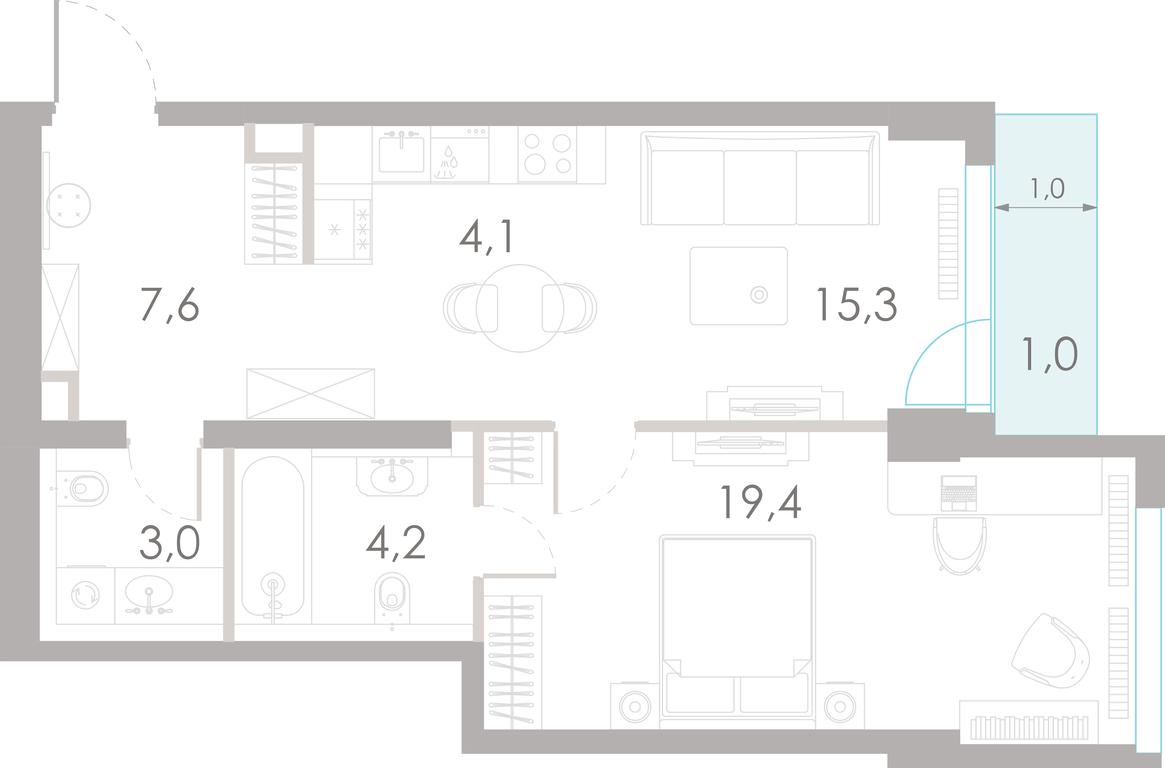 1-BD Apartment Sale, 54.6 sq. m. at River Park Towers, Kutuzovsky Drive, 16с1, Moscow, Russia #1 1-BD Apartment Sale, 54.6 sq. m. at River Park Towers, Kutuzovsky Drive, 16с1, Moscow, Russia #1
