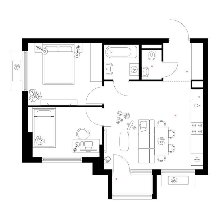 2-BD Apartment Sale, 49.1 sq. m. at Belaya Dacha Park, mikrorayon Parkovy, 1, Kotelniki, Moscow Region, Russia #1