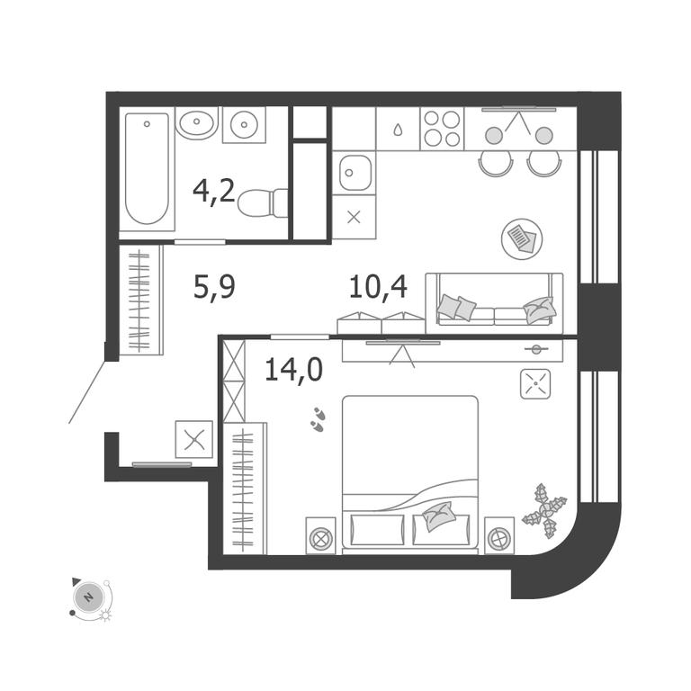 1-BD Apartment Sale, 34.5 sq. m. at Shagal, Автозаводская улица, 23, Москва, Россия #1