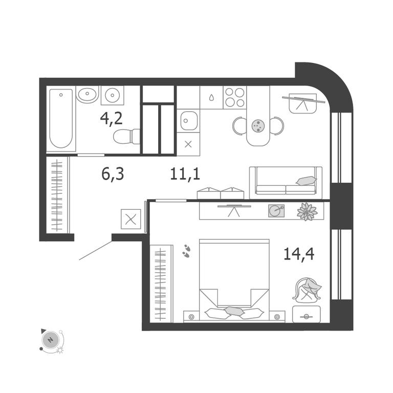 1-BD Apartment Sale, 36 sq. m. at Shagal, Автозаводская улица, 23, Москва, Россия #1