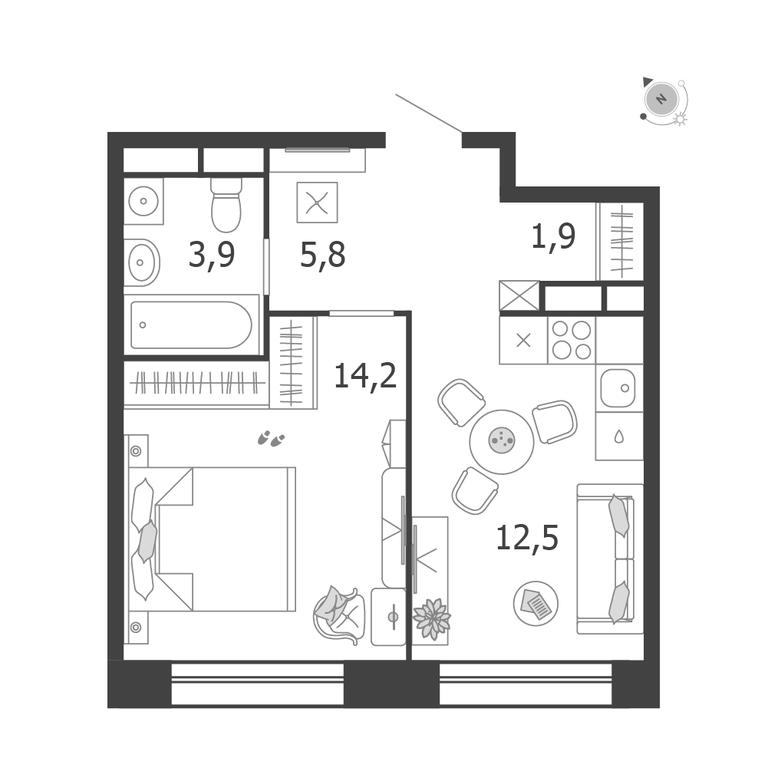 1-BD Apartment Sale, 38.3 sq. m. at Shagal, Автозаводская улица, 23, Москва, Россия #1