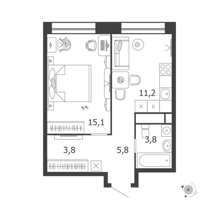 1-BD Apartment Sale, 39.7 sq. m. at Shagal, Автозаводская улица, 23, Москва, Россия #1 1-BD Apartment Sale, 39.7 sq. m. at Shagal, Автозаводская улица, 23, Москва, Россия #1