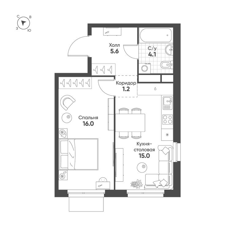 1-BD Apartment Sale, 41.9 sq. m. at Shagal, Автозаводская улица, 23, Москва, Россия #1 1-BD Apartment Sale, 41.9 sq. m. at Shagal, Автозаводская улица, 23, Москва, Россия #1