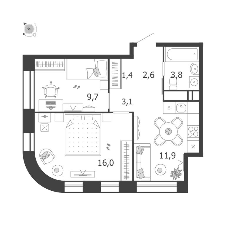 2-BD Apartment Sale, 48.5 sq. m. at Shagal, Автозаводская улица, 23, Москва, Россия #1 2-BD Apartment Sale, 48.5 sq. m. at Shagal, Автозаводская улица, 23, Москва, Россия #1