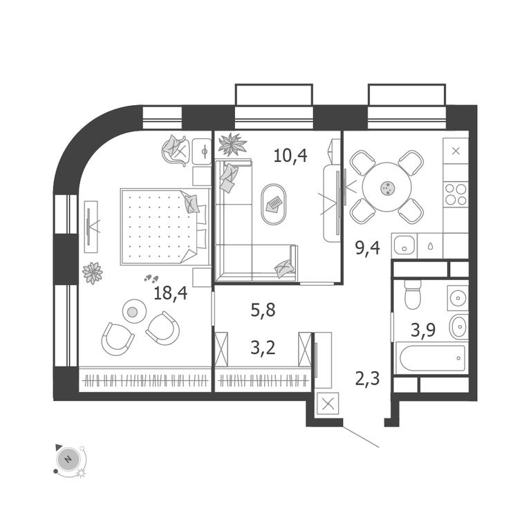 2-BD Apartment Sale, 53.4 sq. m. at Shagal, Автозаводская улица, 23, Москва, Россия #1 2-BD Apartment Sale, 53.4 sq. m. at Shagal, Автозаводская улица, 23, Москва, Россия #1