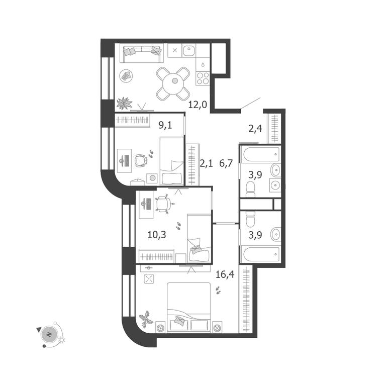 3-BD Apartment Sale, 66.8 sq. m. at Shagal, Автозаводская улица, 23, Москва, Россия #1 3-BD Apartment Sale, 66.8 sq. m. at Shagal, Автозаводская улица, 23, Москва, Россия #1