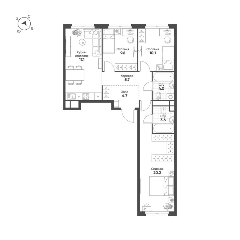 3-BD Apartment Sale, 75 sq. m. at Shagal, Автозаводская улица, 23, Москва, Россия #1