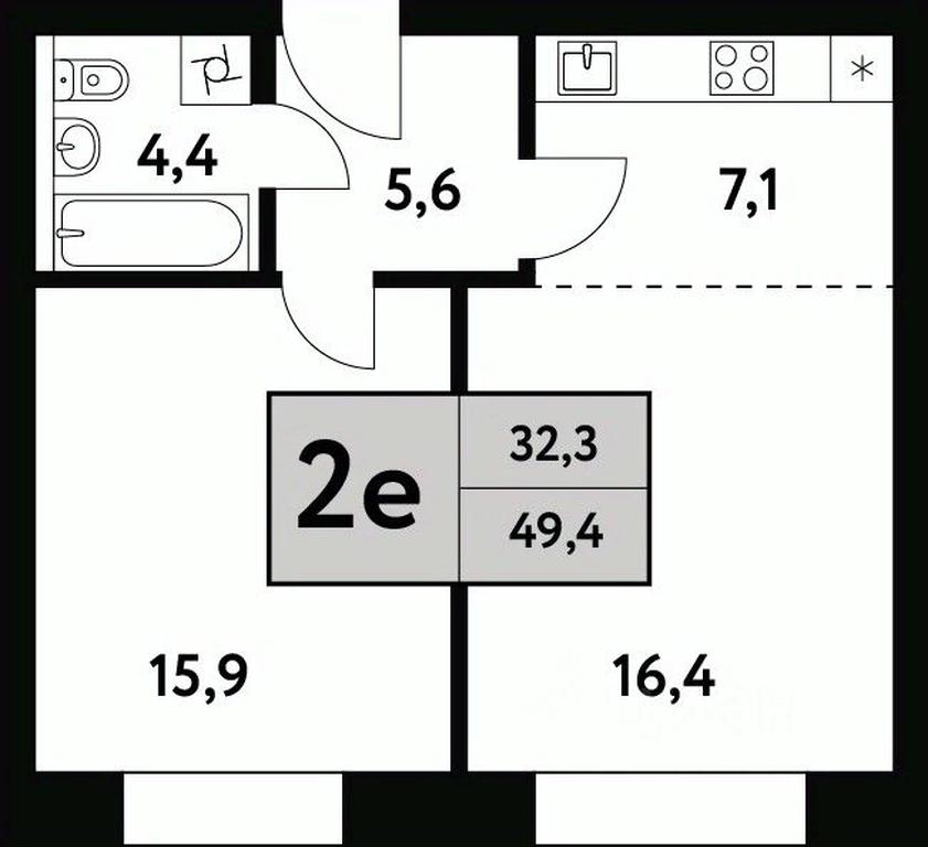 1-BD Apartment Sale, 49.4 sq. m. at Festival park-2, Festivalnaya Street, Moscow, Russia #1