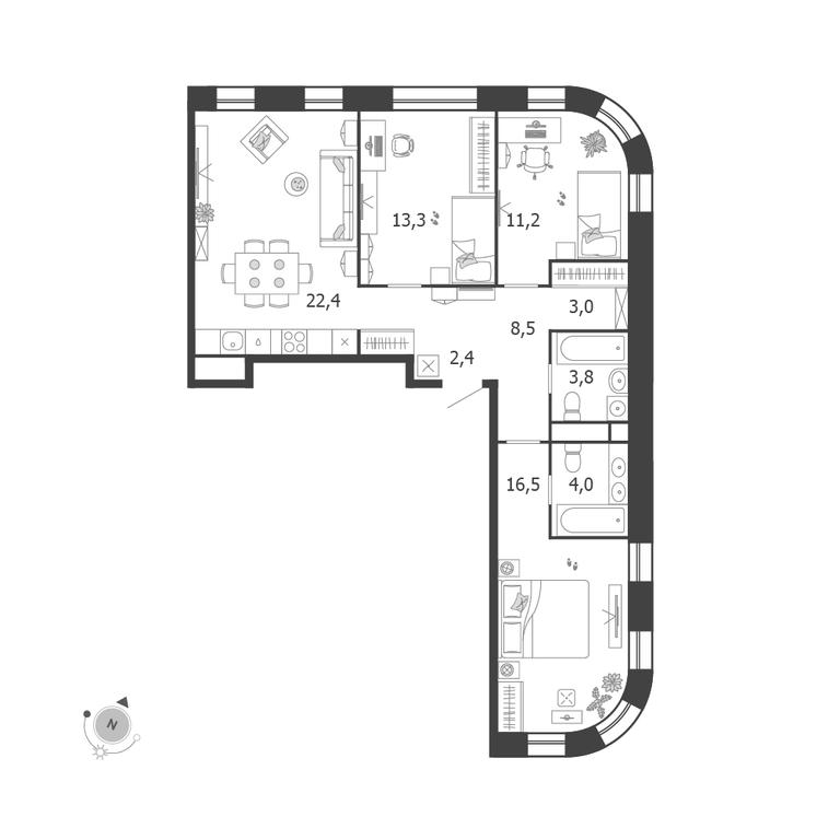3-BD Apartment Sale, 85.1平方米 at Shagal, Автозаводская улица, 23, Москва, Россия #1 3-BD Apartment Sale, 85.1平方米 at Shagal, Автозаводская улица, 23, Москва, Россия #1