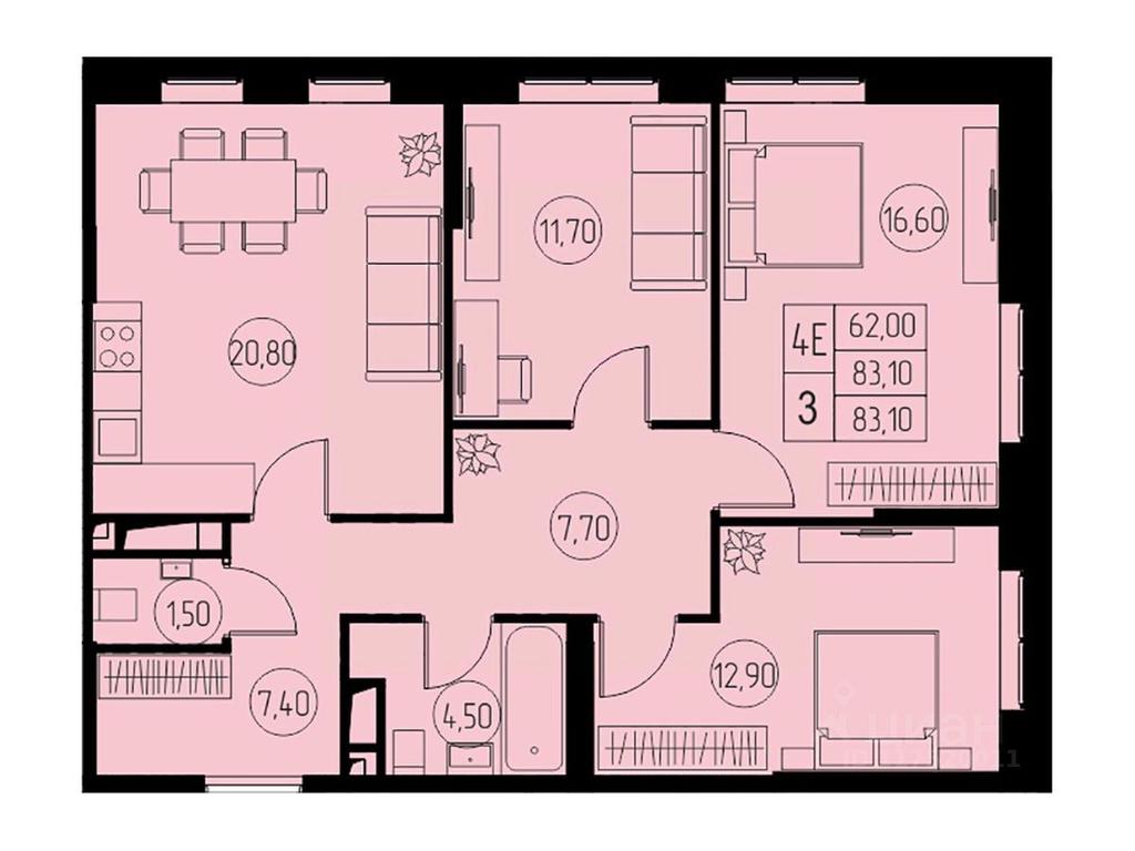 3-BD Apartment Sale, 83.1平方米 at 31 kvartal, Naberezhnaya ulitsa, Pushkino, Moscow Region, Russia #1 3-BD Apartment Sale, 83.1平方米 at 31 kvartal, Naberezhnaya ulitsa, Pushkino, Moscow Region, Russia #1