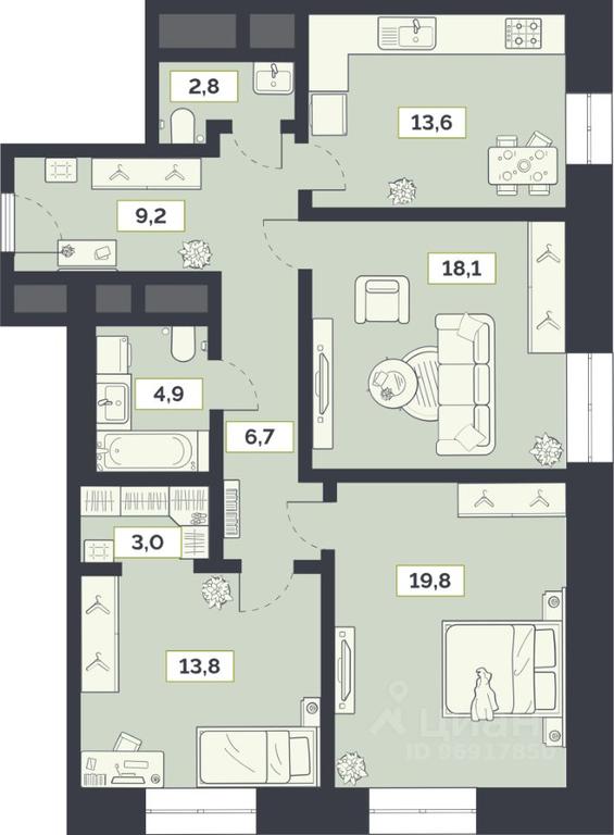 2-BD Apartment Sale, 91.9 sq. m. at Laym, Staroalekseyevskaya Street, 5А, Moscow, Russia #1 2-BD Apartment Sale, 91.9 sq. m. at Laym, Staroalekseyevskaya Street, 5А, Moscow, Russia #1
