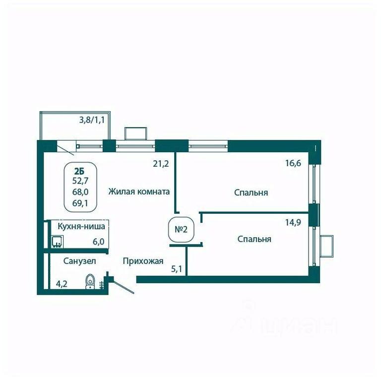 1-BD Apartment Sale, 69.1 sq. m. at Andreevka LIFE, Georgievskoe Highway, Moscow Region, Russia #1