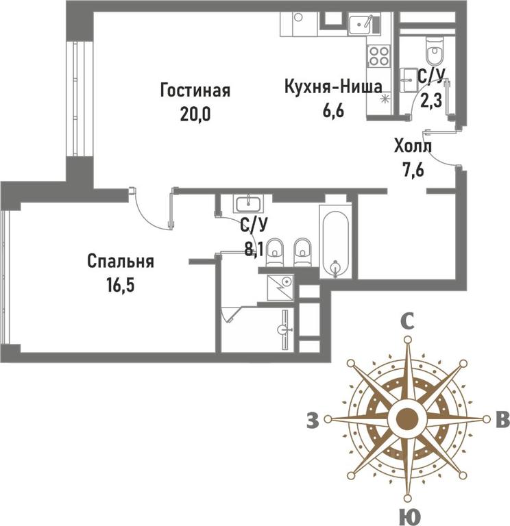 1-BD Apartment Sale, 61.1 sq. m. at Renessans, Rubtsovsko-Dvortsovaya Street, Moscow, Russia #1 1-BD Apartment Sale, 61.1 sq. m. at Renessans, Rubtsovsko-Dvortsovaya Street, Moscow, Russia #1