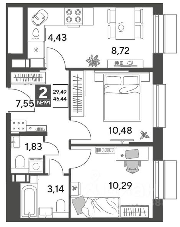 1-BD Apartment Sale, 46.44平方米 at Publitsist, ulitsa Zelyonaya Roshcha, Pushkino, Moscow Region, Russia #1 1-BD Apartment Sale, 46.44平方米 at Publitsist, ulitsa Zelyonaya Roshcha, Pushkino, Moscow Region, Russia #1