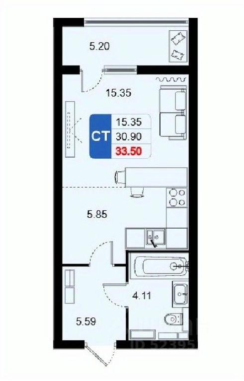 Apartment Sale, 33.5 sq. m. at Domodedovo park, Tvorchestva Street, Domodedovo Village, Domodedovo City District, Moscow Region, Russia #1 Apartment Sale, 33.5 sq. m. at Domodedovo park, Tvorchestva Street, Domodedovo Village, Domodedovo City District, Moscow Region, Russia #1