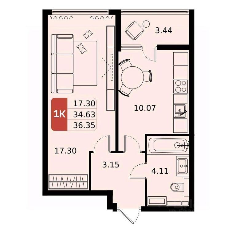 Apartment Sale, 36.35 sq. m. at Domodedovo park, Tvorchestva Street, Domodedovo Village, Domodedovo City District, Moscow Region, Russia #1 Apartment Sale, 36.35 sq. m. at Domodedovo park, Tvorchestva Street, Domodedovo Village, Domodedovo City District, Moscow Region, Russia #1