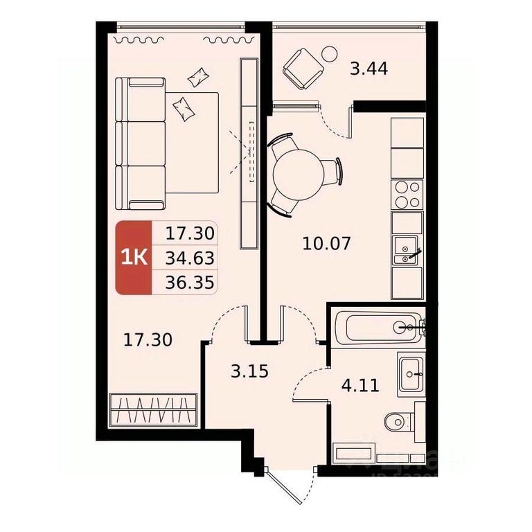 Apartment Sale, 36.35平方米 at Domodedovo park, Tvorchestva Street, Domodedovo Village, Domodedovo City District, Moscow Region, Russia #1 Apartment Sale, 36.35平方米 at Domodedovo park, Tvorchestva Street, Domodedovo Village, Domodedovo City District, Moscow Region, Russia #1