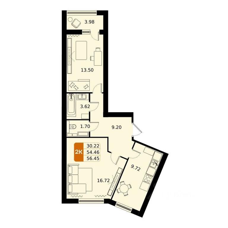 1-BD Apartment Sale, 56.45平方米 at Domodedovo park, Tvorchestva Street, Domodedovo Village, Domodedovo City District, Moscow Region, Russia #1 1-BD Apartment Sale, 56.45平方米 at Domodedovo park, Tvorchestva Street, Domodedovo Village, Domodedovo City District, Moscow Region, Russia #1