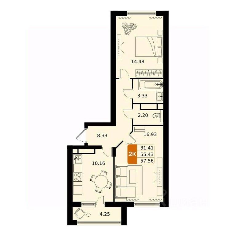 1-BD Apartment Sale, 57.56平方米 at Domodedovo park, Tvorchestva Street, Domodedovo Village, Domodedovo City District, Moscow Region, Russia #1 1-BD Apartment Sale, 57.56平方米 at Domodedovo park, Tvorchestva Street, Domodedovo Village, Domodedovo City District, Moscow Region, Russia #1